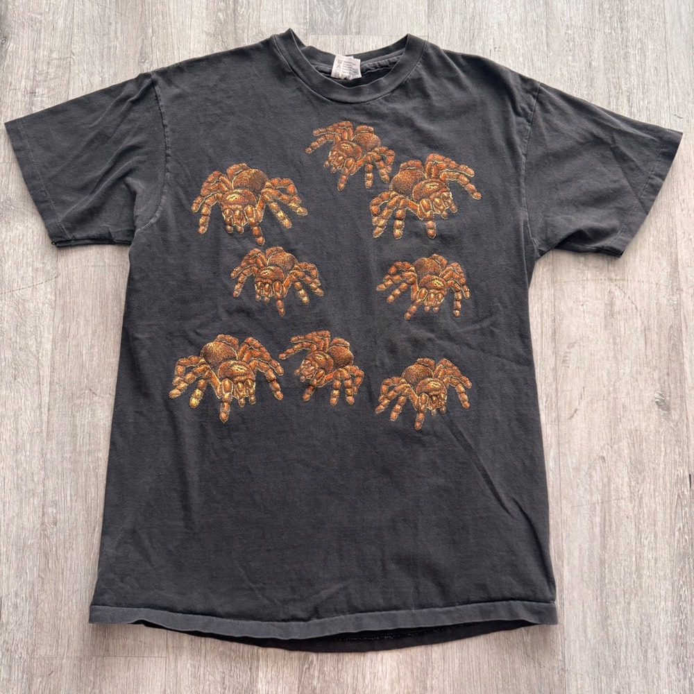 Vintage Hanes Tarantula Spider AOP Print Shirt Mens Large Black Made in USA